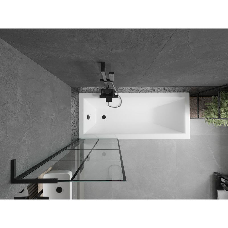 Mexen Next L параван за вана с едно крило 60 x 150 см, черна решетка, черен - 895-060-000-03-77-70