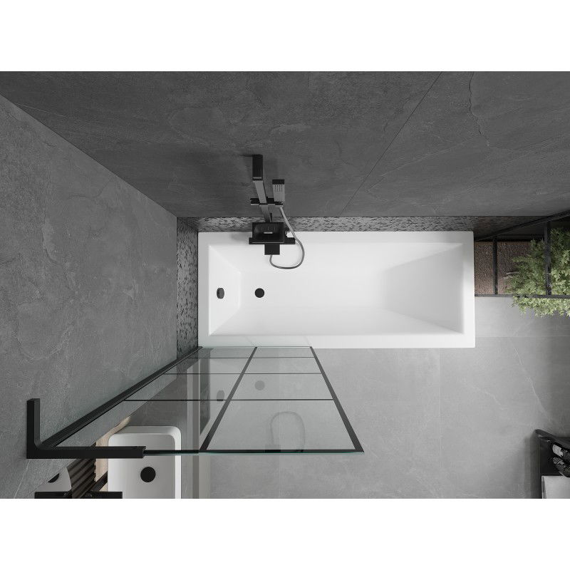 Mexen Next L параван за вана 1-крило 70 x 150 см, черна решетка, черен - 895-070-000-03-77-70