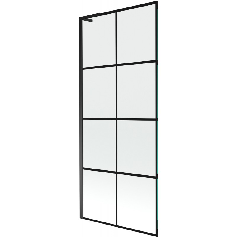 Mexen Next L параван за вана с едно крило 80 x 150 см, черна решетка, черен - 895-080-000-03-77-70