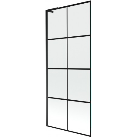 Mexen Next L параван за вана с едно крило 80 x 150 см, черна решетка, черен - 895-080-000-03-77-70