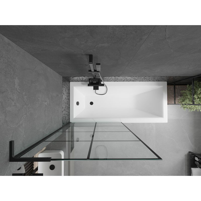 Mexen Next L параван за вана 1-крилен 90 x 150 см, черна решетка, черен - 895-090-000-03-77-70