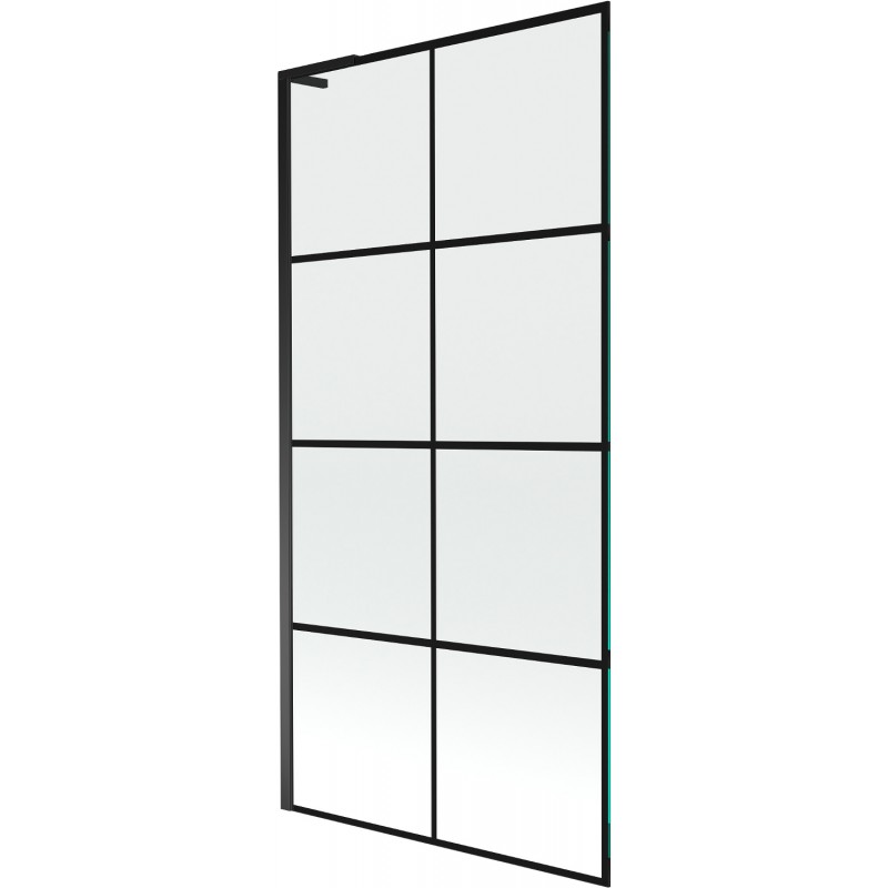 Mexen Next L параван за вана 1-крилен 90 x 150 см, черна решетка, черен - 895-090-000-03-77-70