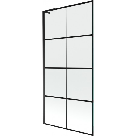 Mexen Next L параван за вана 1-крилен 90 x 150 см, черна решетка, черен - 895-090-000-03-77-70