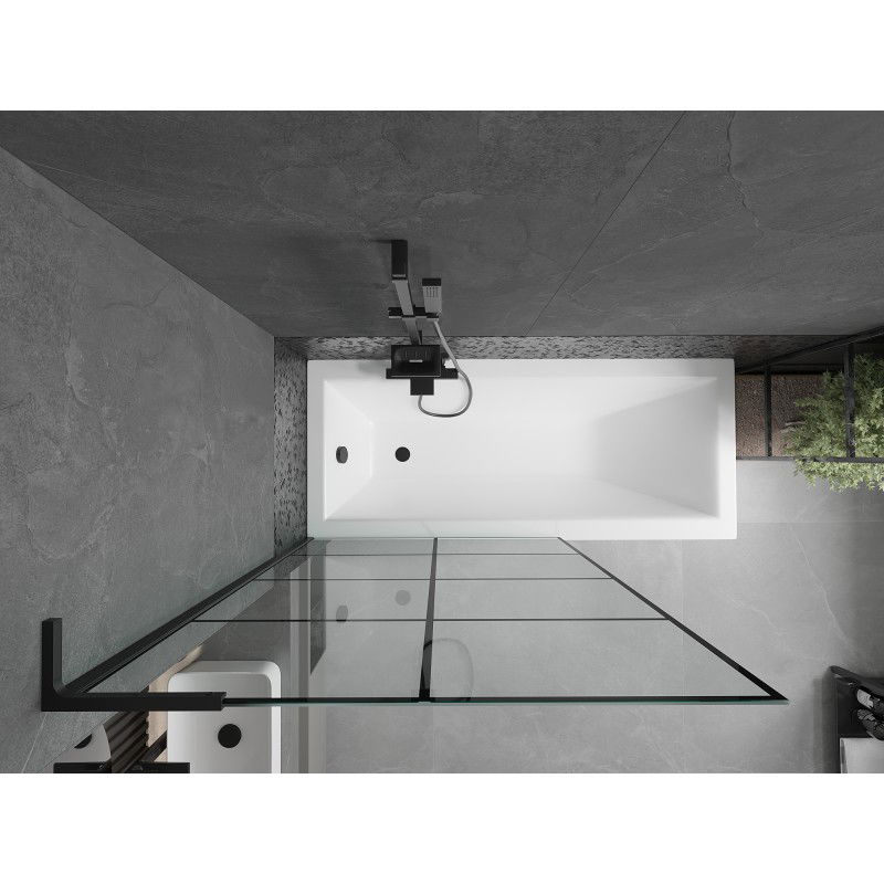 Mexen Next L параван за вана еднокрилен 100 x 150 см, черна решетка, черен - 895-100-000-03-77-70