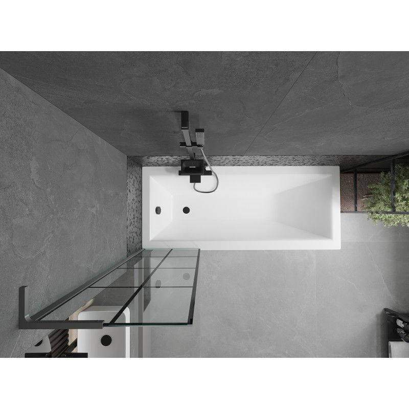 Mexen Next L параван за вана с 1 врата 50 x 150 см, черна мрежа, оръжеен метал - 895-050-000-03-77-95