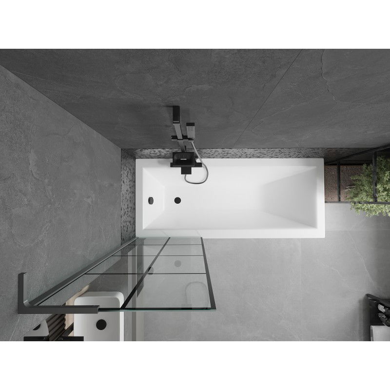 Mexen Next L параван за вана 1-крилен 60 x 150 см, черна решетка, gun metal - 895-060-000-03-77-95