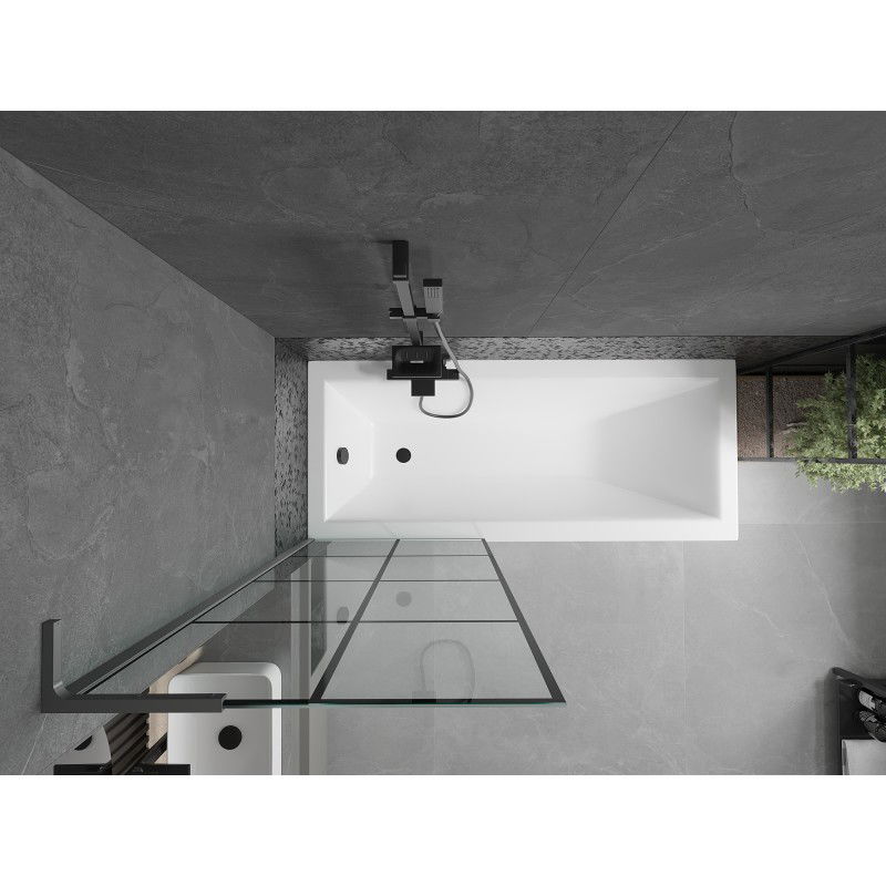 Mexen Next L параван за вана 1-крилен 70 x 150 см, черна решетка, оръжеен метал - 895-070-000-03-77-95