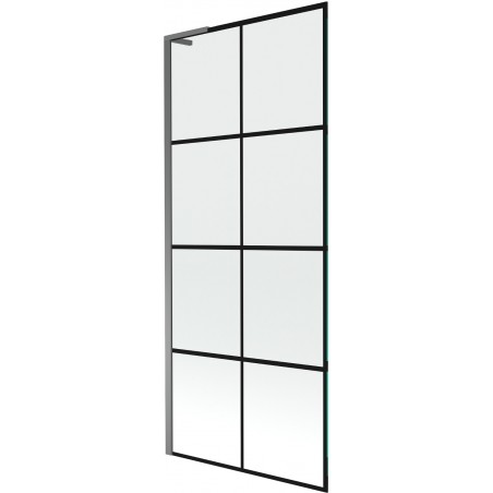 Mexen Next L преграда за вана, еднокрил 80 x 150 cm, черен квадрат, gun metal - 895-080-000-03-77-95
