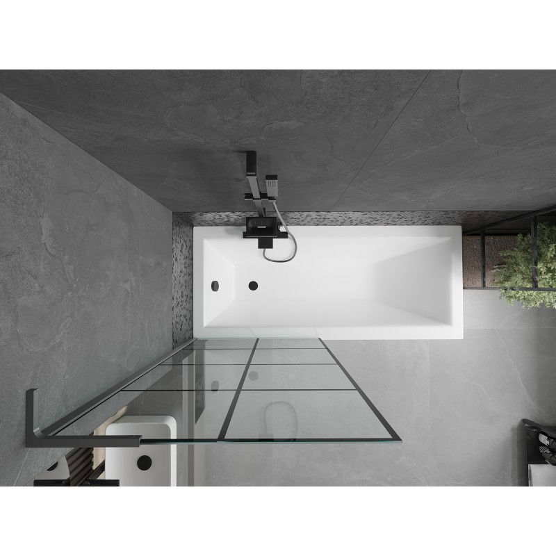 Mexen Next L преграда за вана, еднокрил 80 x 150 cm, черен квадрат, gun metal - 895-080-000-03-77-95