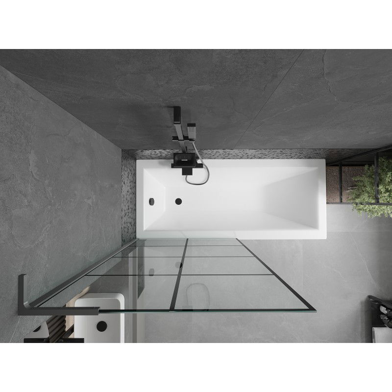 Mexen Next L параван за вана с 1 крило 90 x 150 см, черна мрежа, gun metal - 895-090-000-03-77-95