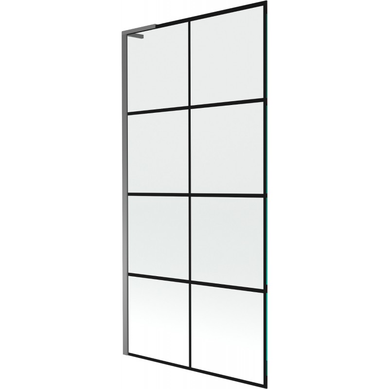 Mexen Next L параван за вана с 1 крило 90 x 150 см, черна мрежа, gun metal - 895-090-000-03-77-95