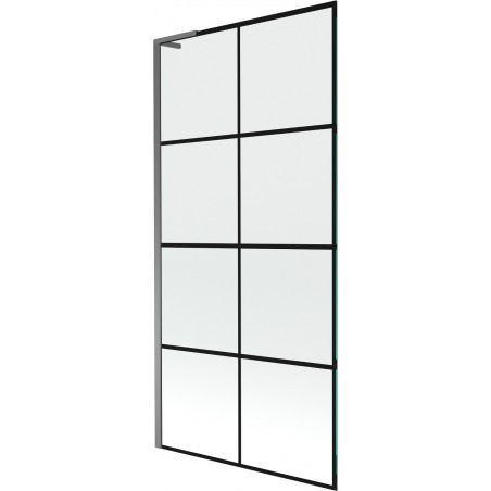 Mexen Next L параван за вана с 1 крило 90 x 150 см, черна мрежа, gun metal - 895-090-000-03-77-95