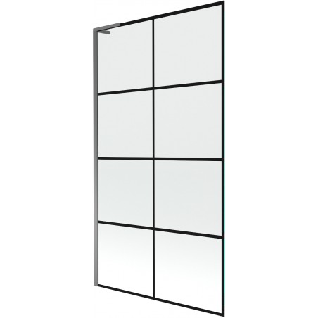 Mexen Next L сгъваем параван за вана с 1 крило 100 x 150 см, черна решетка, gun metal - 895-100-000-03-77-95