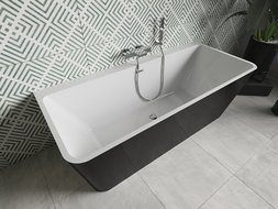 Mexen Volta свободностояща прилежаща вана 150 x 75 см, бяла/черна, преливник хром - 51131507575-01