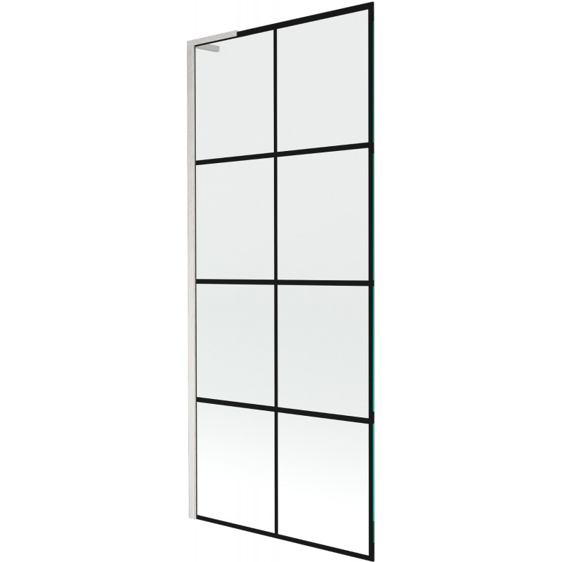 Mexen Next L преграда за вана 1-крила 80 x 150 cm, черна решетка, четкан никел - 895-080-000-03-77-97