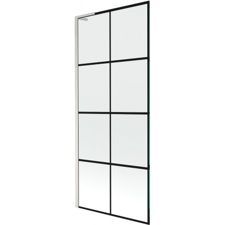 Mexen Next L преграда за вана 1-крила 80 x 150 cm, черна решетка, четкан никел - 895-080-000-03-77-97