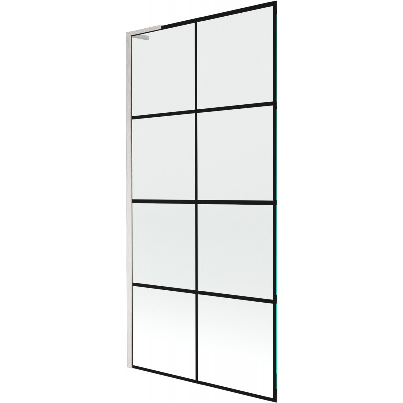 Mexen Next L параван за баня 1-крилен 90 x 150 cm, черен мотив, матиран никел - 895-090-000-03-77-97