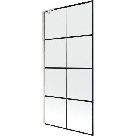 Mexen Next L параван за баня 1-крилен 90 x 150 cm, черен мотив, матиран никел - 895-090-000-03-77-97