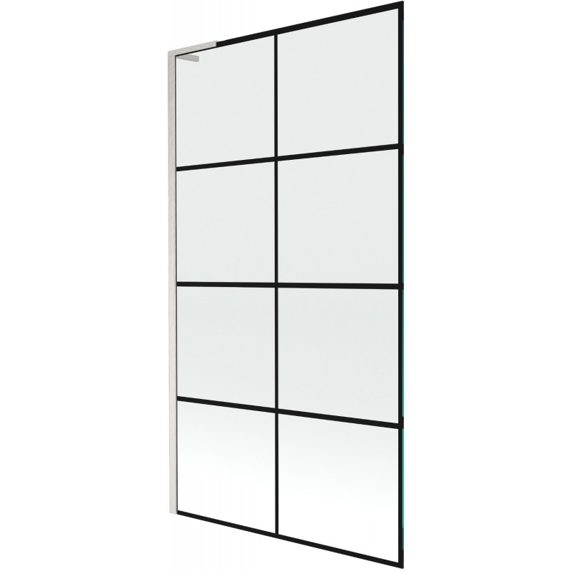 Mexen Next L параван за вана с едно крило 100 x 150 см, черна решетка, четкан никел - 895-100-000-03-77-97