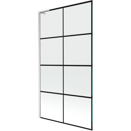 Mexen Next L параван за вана с едно крило 100 x 150 см, черна решетка, четкан никел - 895-100-000-03-77-97