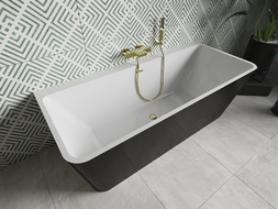 Mexen Volta свободностояща вана до стена 170 x 75 см, бяла/черна, златен прелив