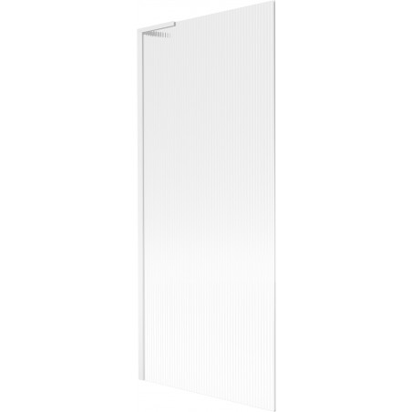Mexen Next L параван за вана с една врата 80 x 150 cm, райета, бял - 895-080-000-03-09-20