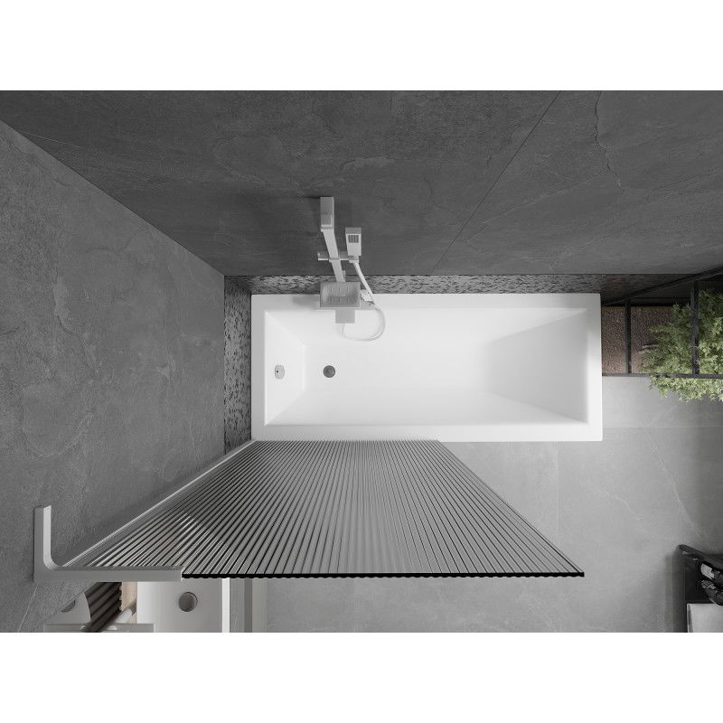 Mexen Next L преграда за вана с 1 крило 90 x 150 см, райе, бял - 895-090-000-03-09-20