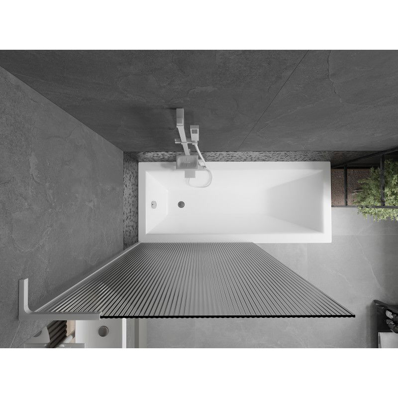 Mexen Next L параван за вана 1-крилен 100 x 150 см, райета, бял - 895-100-000-03-09-20