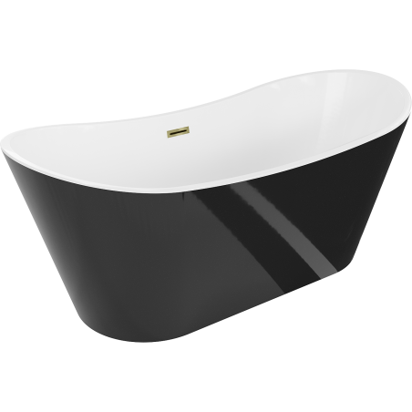 Mexen Montana свободно стояща вана 180 x 90 cm, бяла/черна, преливник златен - 52011809075-50