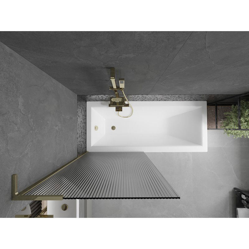 Mexen Next L параван за вана 1-крилен 80 x 150 см, на райета, златен - 895-080-000-03-09-50