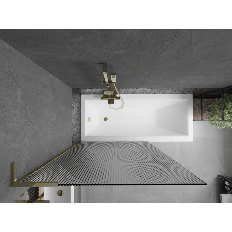 Mexen Next L параван за вана, 1-крилов, 100 x 150 см, райета, златист - 895-100-000-03-09-50