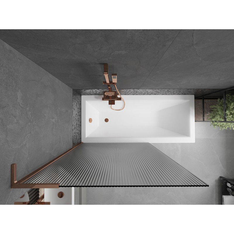 Mexen Next L параван за вана с 1 крило 100 x 150 см, ивици, розово злато - 895-100-000-03-09-60