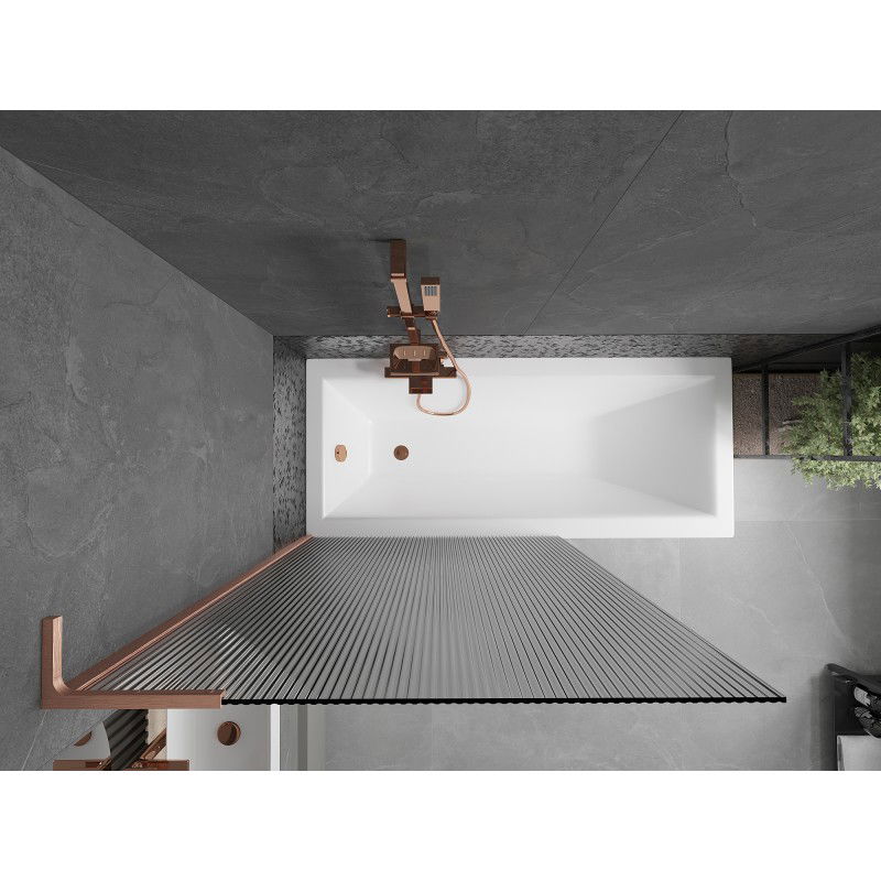 Mexen Next L параван за вана 1-крилен 100 x 150 см, ивици, матирана мед - 895-100-000-03-09-65