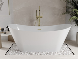 Mexen Celia свободностояща вана 170 x 75 см, бяла, златен brushed overflow - 52331707500-55