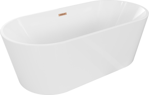 Mexen Luna свободностояща вана 180 x 80 см, бяла, с brushed меден отводнител - 52031808000-65