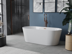 Mexen Luna свободностояща вана 180 x 80 см, бяла, с brushed меден отводнител - 52031808000-65