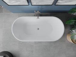 Mexen Luna свободностояща вана 170 x 80 см, бяла, преливен канал четкан никел - 52031708000-97