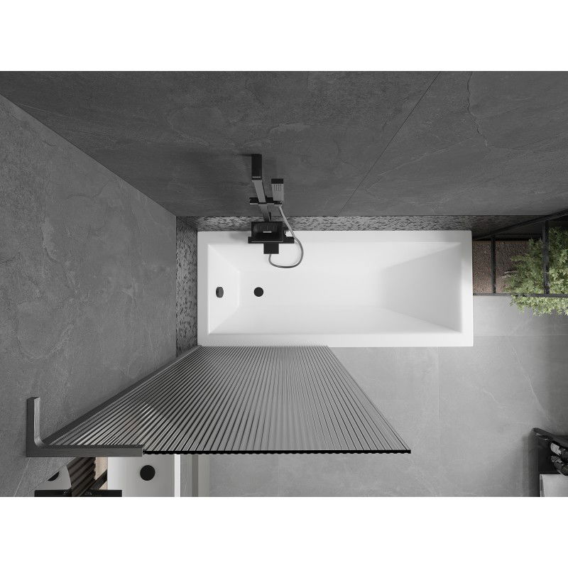 Mexen Next L параван за вана с 1 крило 80 x 150 см, ивици, четка Gun Gray - 895-080-000-03-09-66