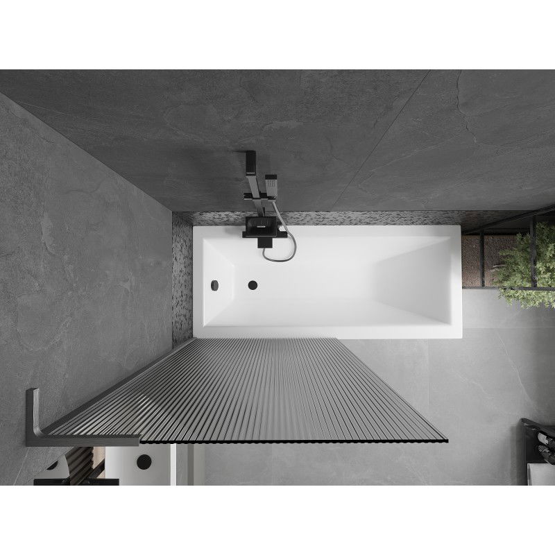 Mexen Next L параван за вана 1-панелен 90 x 150 см, ивици, матово сиво - 895-090-000-03-09-66