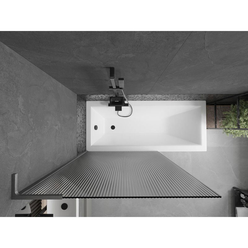 Mexen Next L параван на вана еднокрилен 100 x 150 cm, райета, модерно сиво матирано - 895-100-000-03-09-66