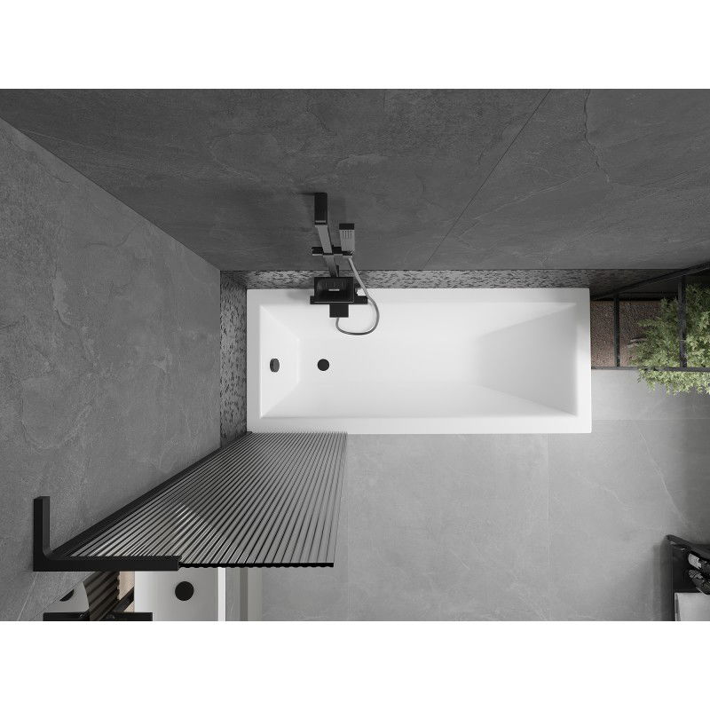 Mexen Next L параван за вана 1-крилен 50 x 150 см, ивици, черен - 895-050-000-03-09-70