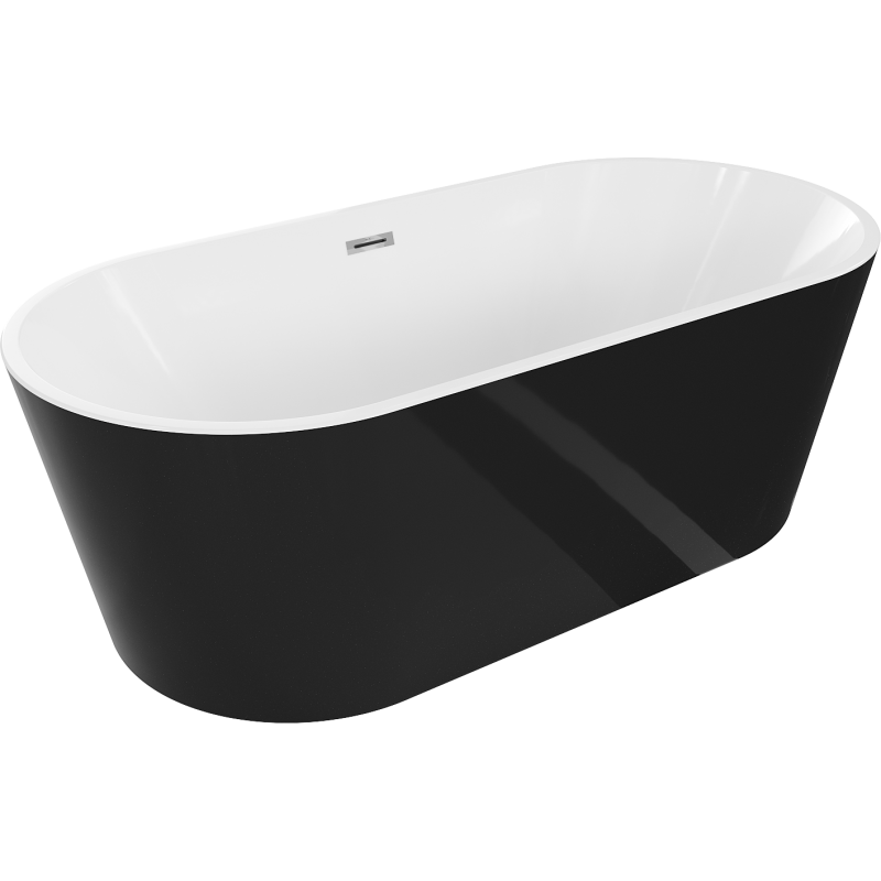 Mexen Luna свободностояща вана 150 x 75 cm, бяла/черна, хромиран преливник - 52031507575-01