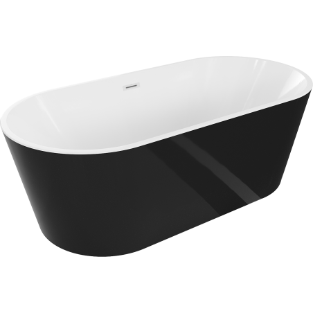 Mexen Luna свободностояща вана 160 x 75 cm, бяла/черна, бял преливник - 52031607575-20