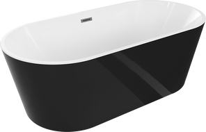 Mexen Luna свободностояща вана 150 x 75 см, бяла/черна, преливник gun gray четкан - 52031507575-66