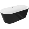 Mexen Luna самостоятелно стояща вана 160 x 75 см, бяла/черна, черен преливник - 52031607575-70