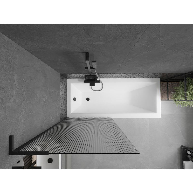 Mexen Next L параван за вана 1-крилен 80 x 150 см, ивици, черен - 895-080-000-03-09-70