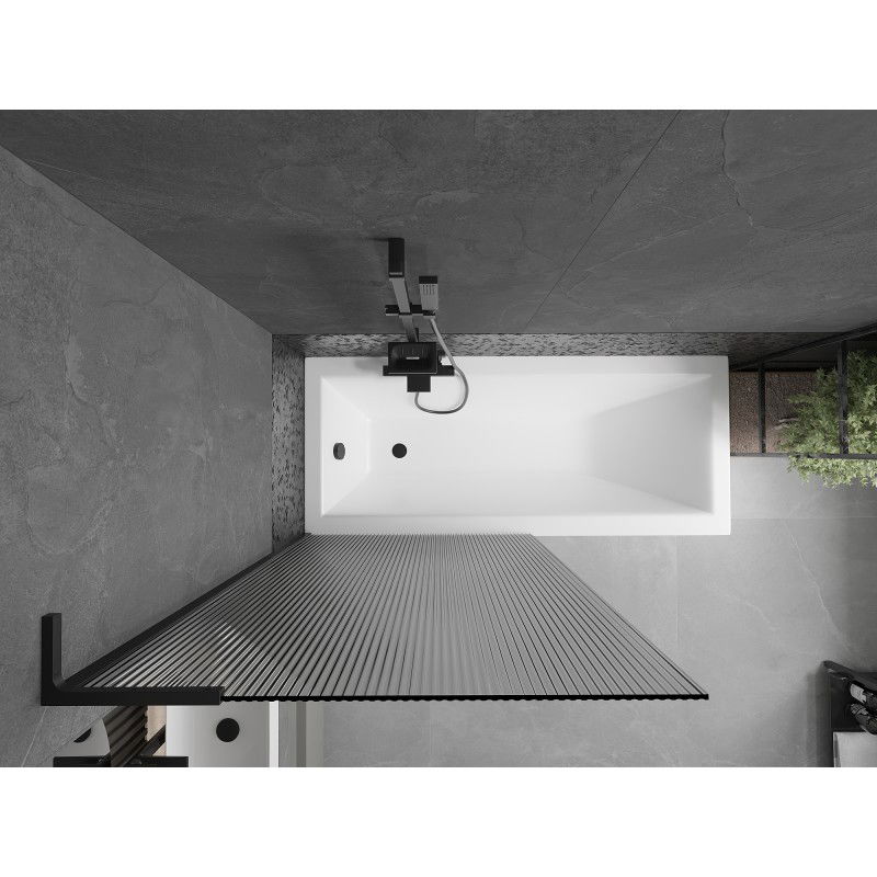 Mexen Next L екран за вана с 1 крило 90 x 150 см, ивици, черен - 895-090-000-03-09-70