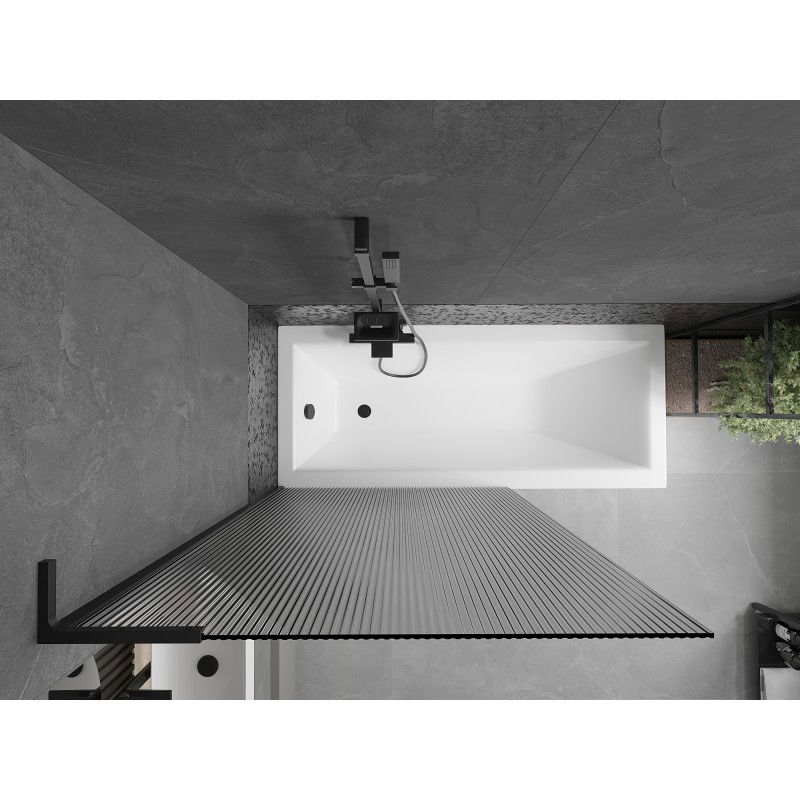 Mexen Next L вана екран с 1 крило 100 x 150 cm, райета, черен - 895-100-000-03-09-70