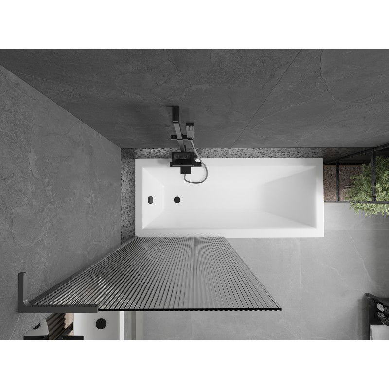 Mexen Next L параван за вана, 1-крилен, 80 x 150 см, ивици, gun metal - 895-080-000-03-09-95