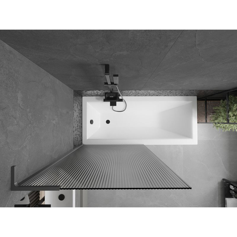 Mexen Next L параван за вана 1-крилен 90 x 150 см, райета, оръжеен метал - 895-090-000-03-09-95